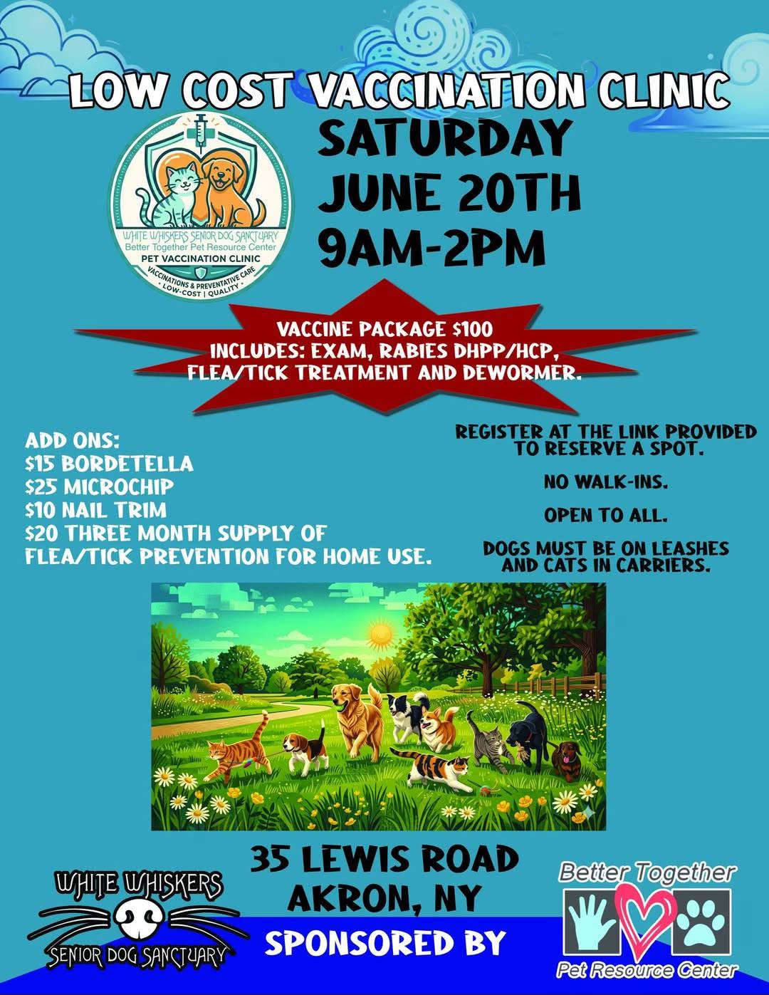 Low Cost Vaccination Clinic event flyer