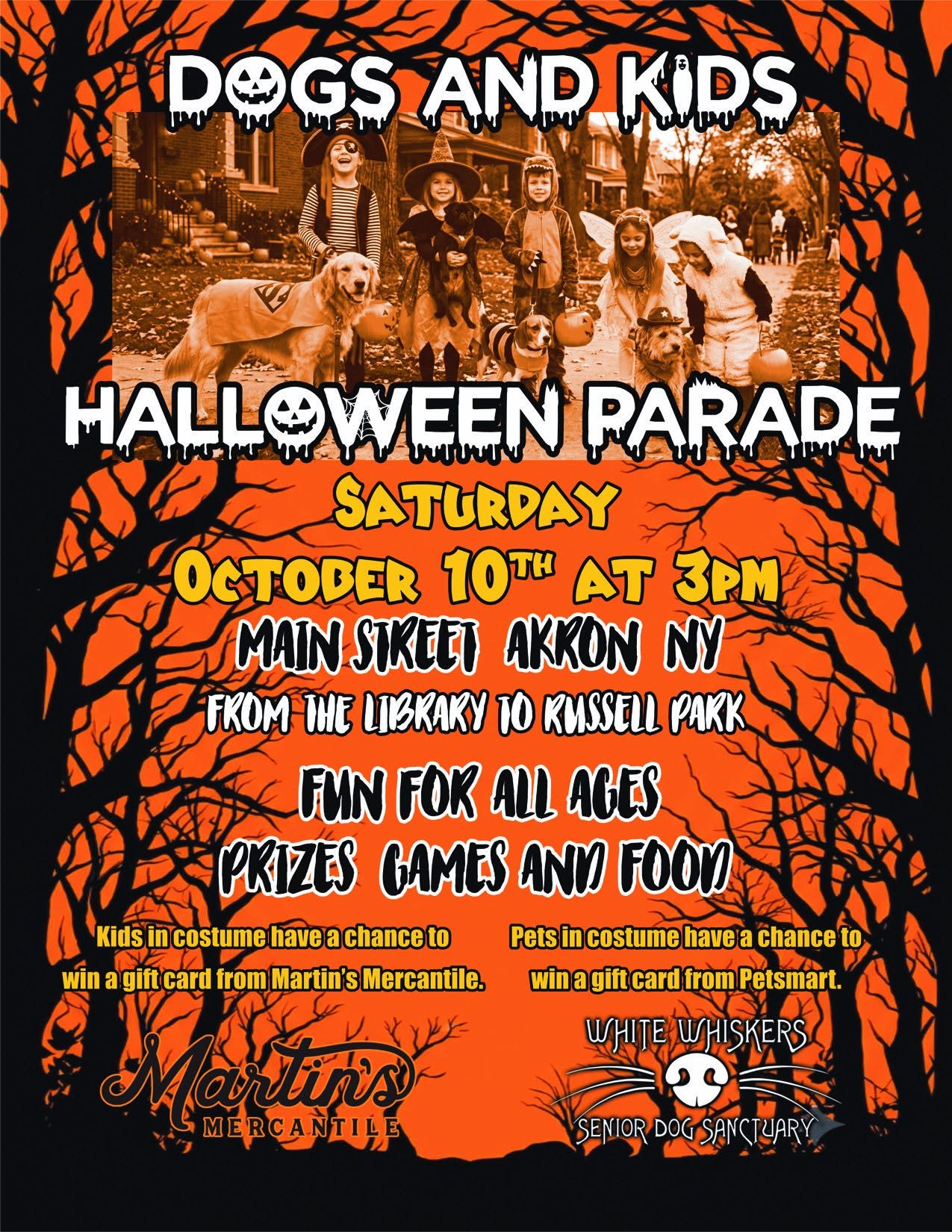 Dogs and Kids Halloween Parade event flyer